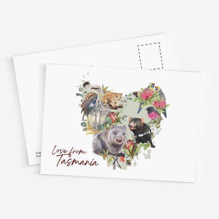 Love from Tasmania - Postcard for wholesale by Hayley Wilson