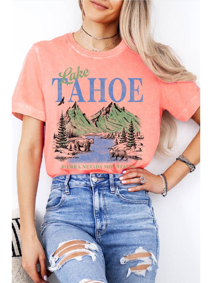 BouTeeQue Closet - Wholesale Screen Printed T-Shirt - Women's - BT2270 MT SIERRA NEVADA MOUNTAINS Mineral Wash T Shirt