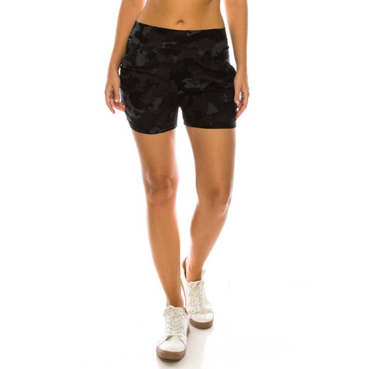 Pantaloncini Harem con stampa a vita alta morbidi e burrosi per la vendita all'ingrosso da parte di Leggings Depot