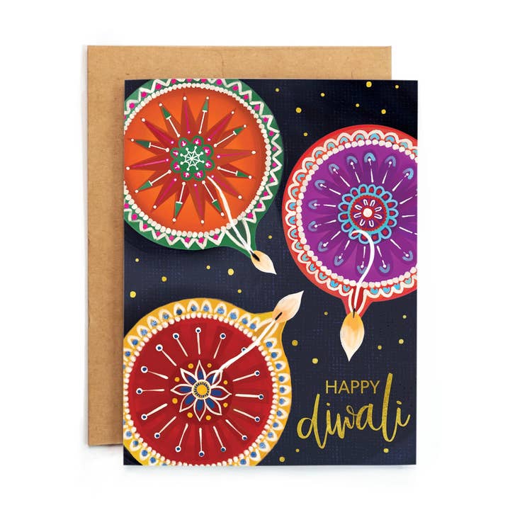 Wild Croft Studio - Wholesale Diwali Card - Diwali Diya Greeting Card0