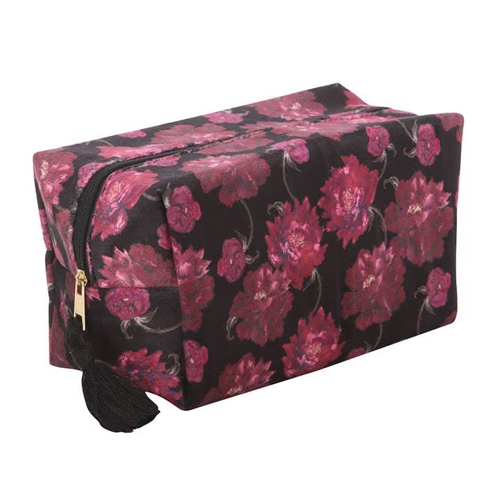 Something Different Wholesale - Wholesale Make-up tas/toilettas - Donkere Romantiek Bloemenprint Make-uptas1
