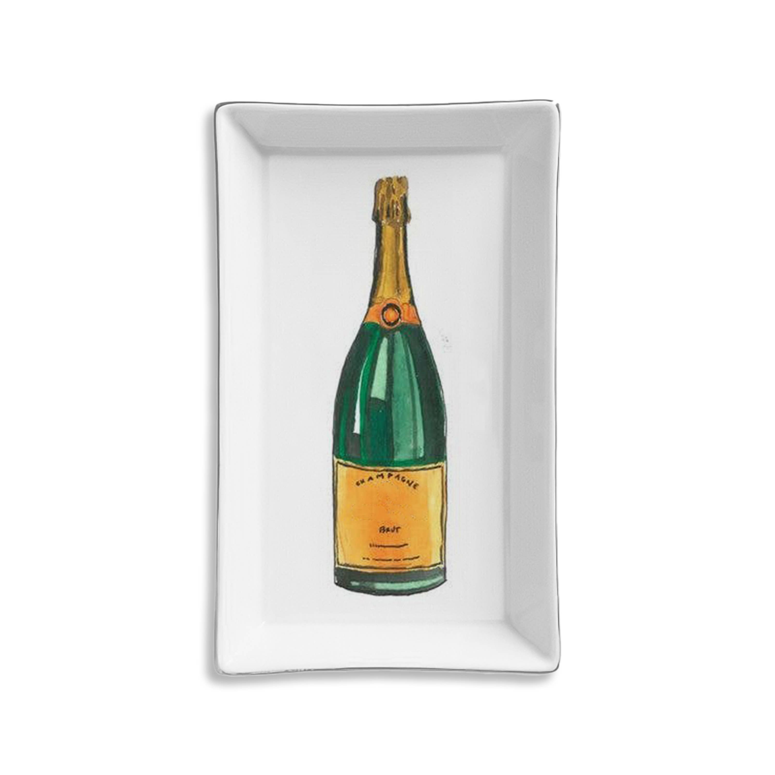 Toss Designs - Wholesale Decorative Tray - Ceramic Tray - Champagne Bottle