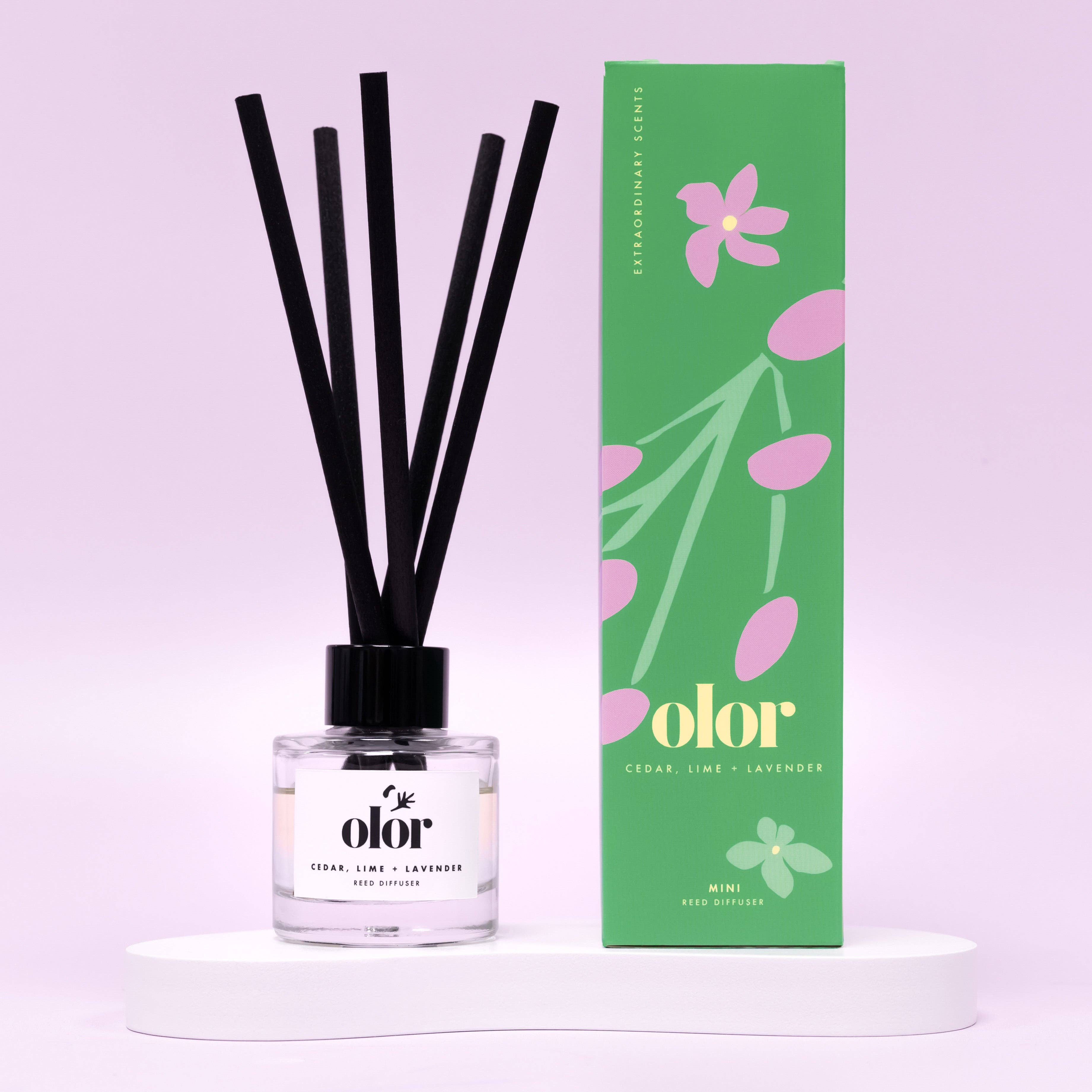 OLOR – wholesale Reed diffuser – Cedar, Lime + Lavender Mini Reed Diffuser0