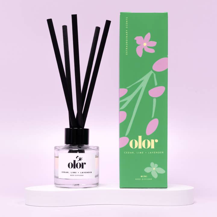 OLOR - Wholesale Reed Diffuser - Cedar, Lime + Lavender Mini Reed Diffuser0