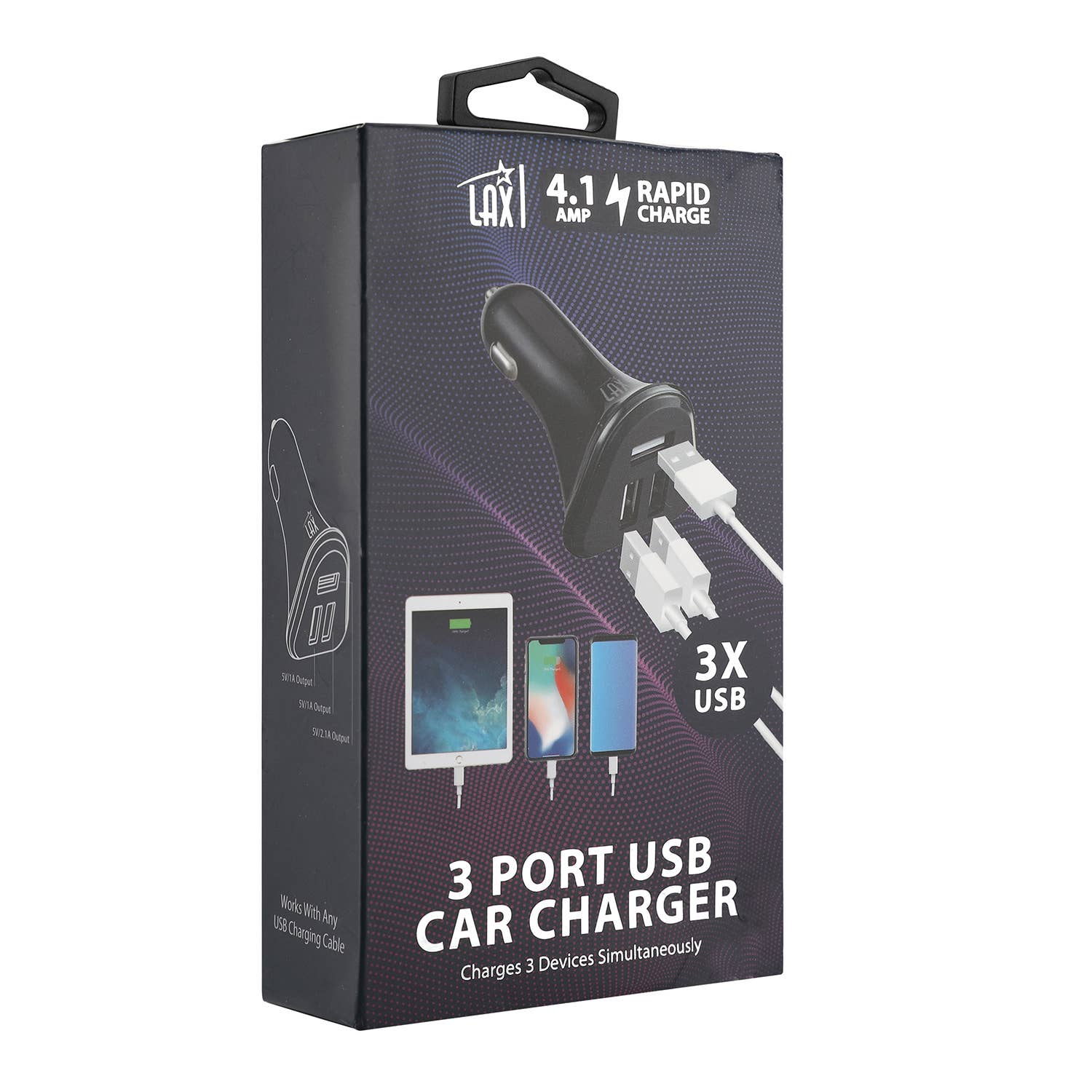 LAX Gadgets - Wholesale Portable Charger - USB 3 Ports Fast charger for Cars (Retail Packaging)15