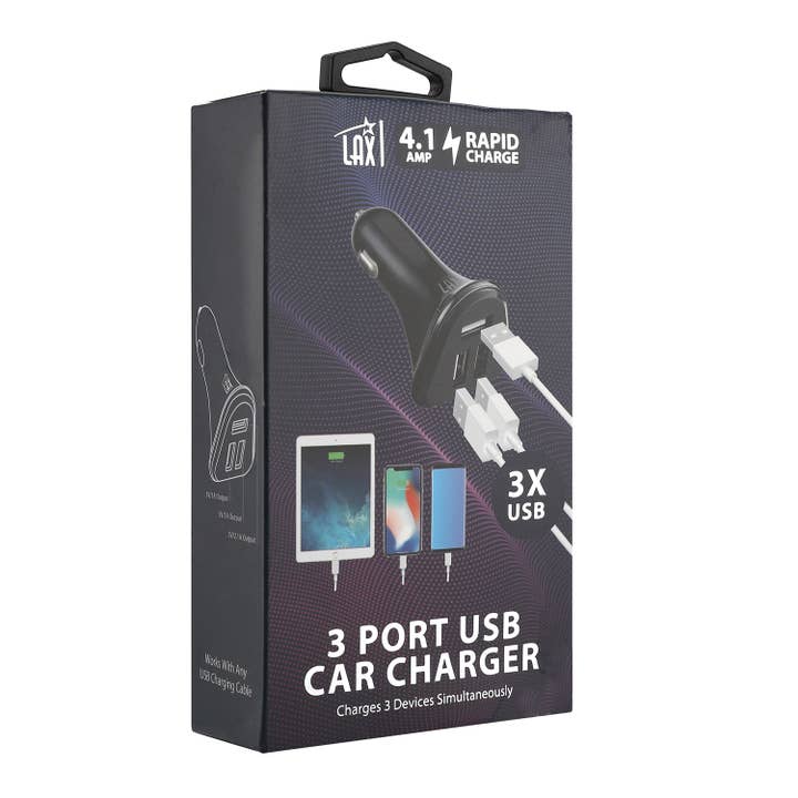 LAX Gadgets - Wholesale Portable Charger - USB 3 Ports Fast charger for Cars (Retail Packaging)15
