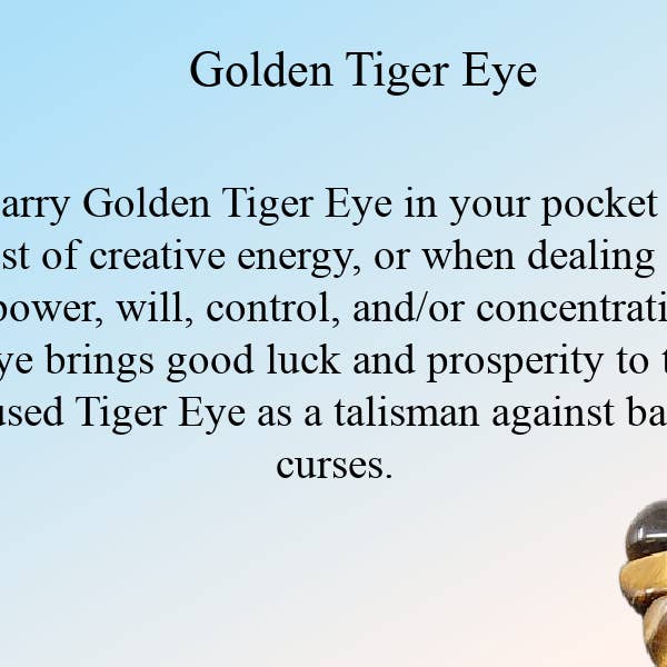 Scheda informativa Golden Tiger Eye per la vendita all'ingrosso da parte di The Witch Depot