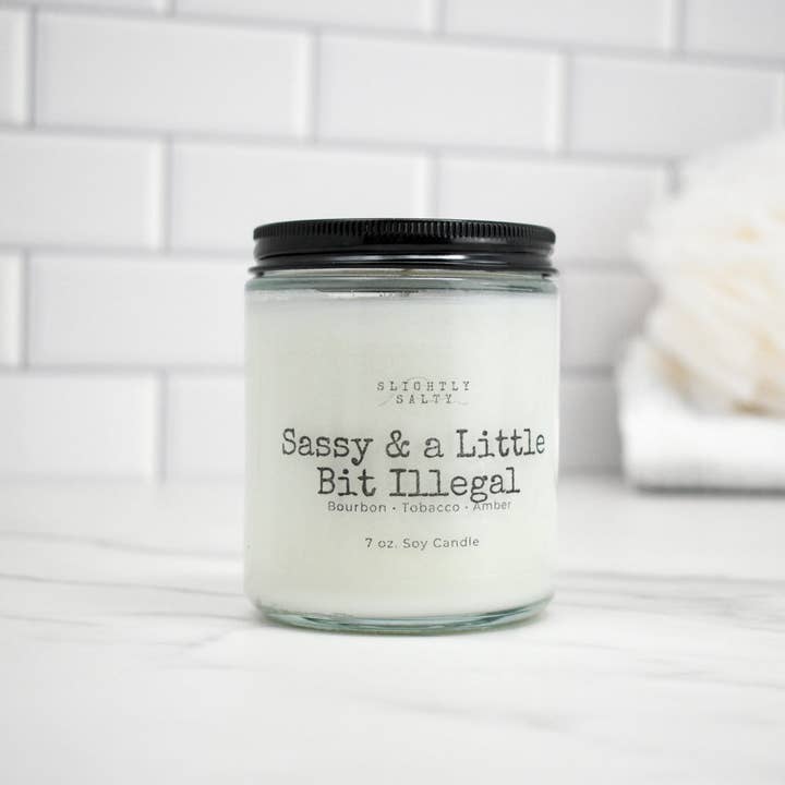 Sassy & a Bit Illegal - Bourbon, Tobacco & Amber Soy Candle for wholesale by Slightly Salty