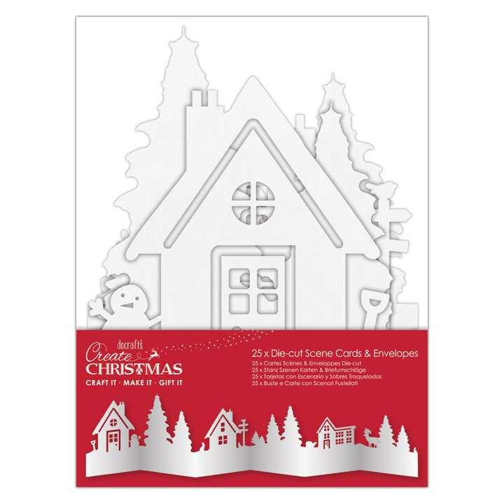 Create Christmas Die-Cut Scene Card & Envelope x25, White for wholesale by West Design Products