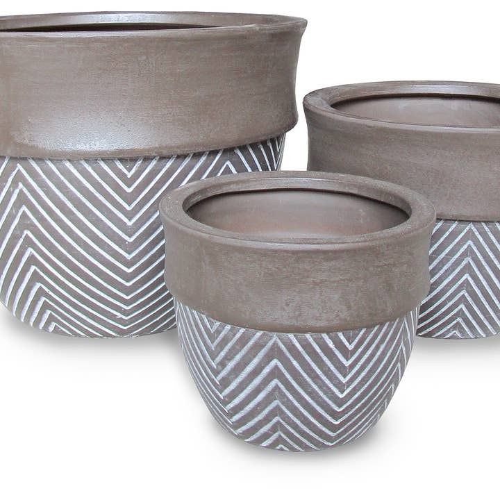 Tweed Garden Pot - 3Pc Set - Mahogany for wholesale by Ceramo Pottery