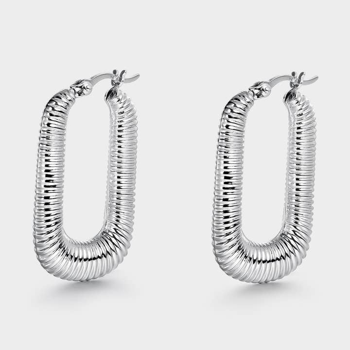 rectangular silver bold striped rings 19x32mm for wholesale by Itemporality