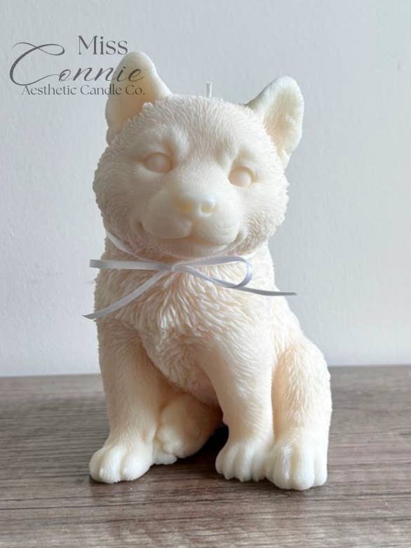 Husky Puppy Dog Candle for wholesale by Miss Connie Candles