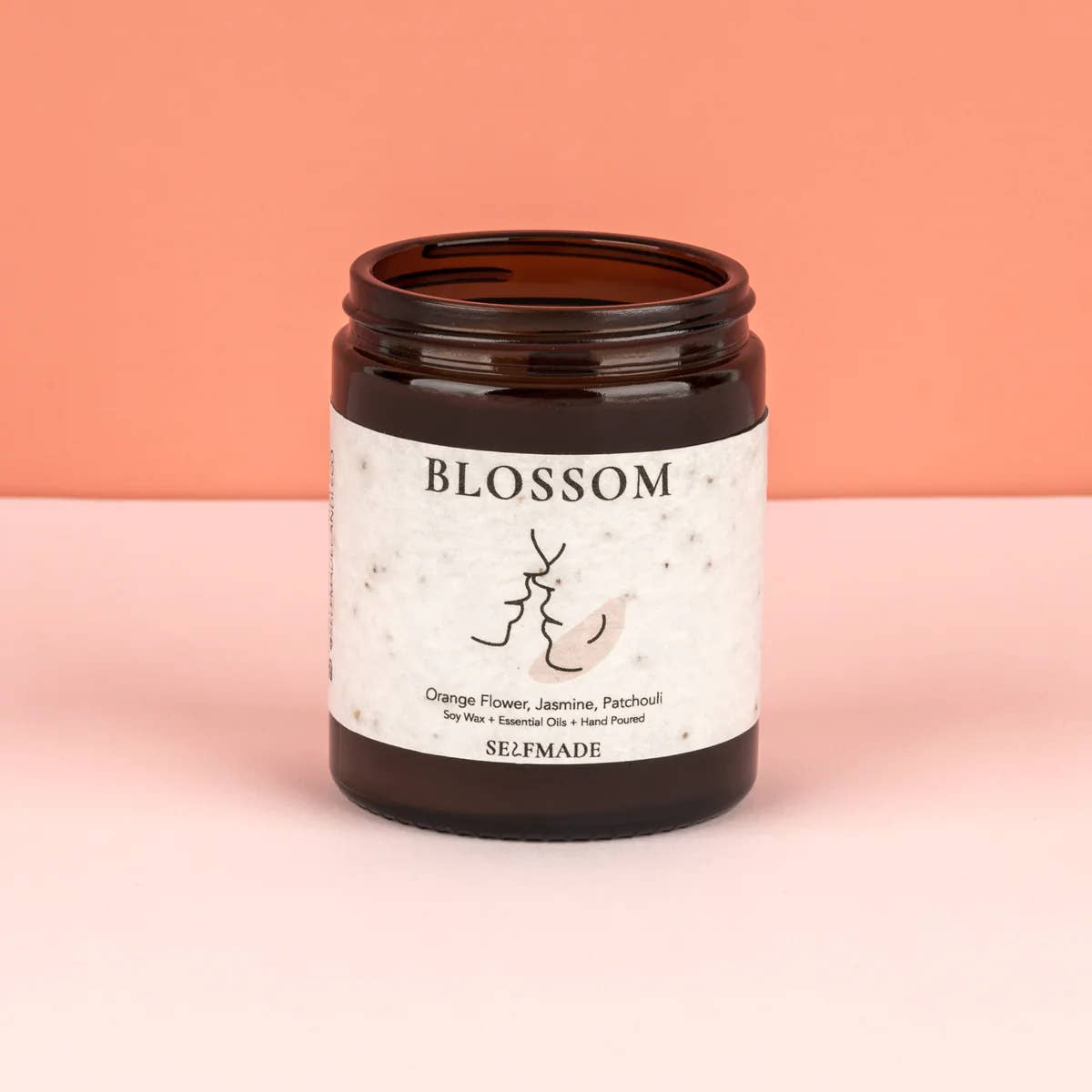 Selfmade Candle - Vente Bougie en bocal - Bougie en forme de fleur d'oranger avec étiquette plantable - Végétalienne