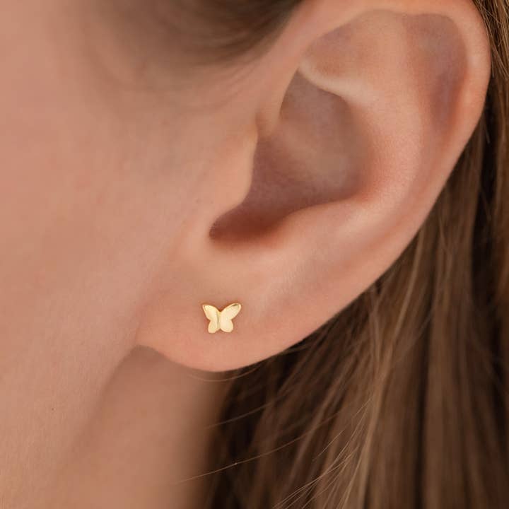 Gold Vermeil Lola Butterfly Stud Earrings for wholesale by Thira Jewelry