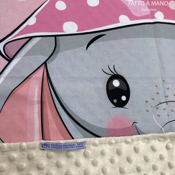 Copertina Bambina in Pile panna e Cotone Elefantino - Fatto a Mano per la vendita all'ingrosso da parte di Il Tocco di Minerva