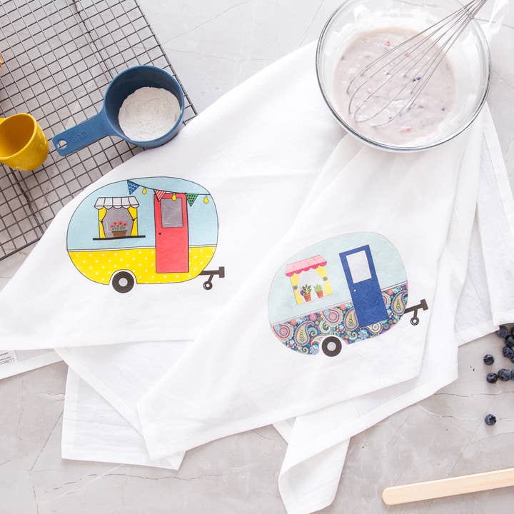 LLdecor – wholesale Kökshandduk – Retro RV Kökshanddukar, Uppsättning av 2 - 100% Premium Bomull
