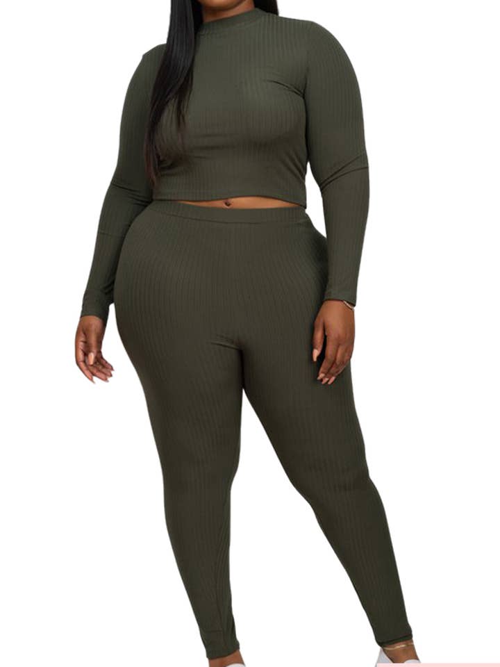 Plus Size Long Sleeve Top & Leggings Set for wholesale by Vanilla Monkey