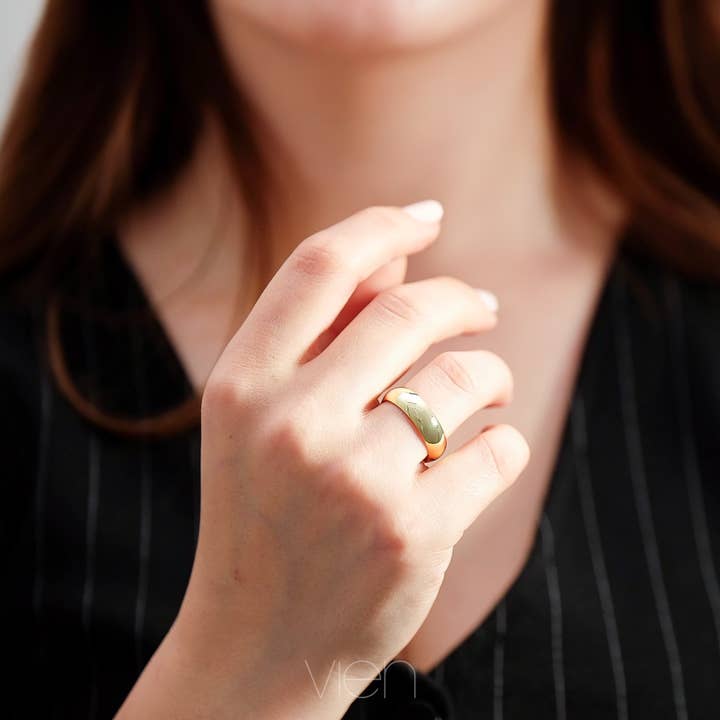 6mm 14k massivt guld kupolbröllopband för wholesale av Discount Jewelry NY