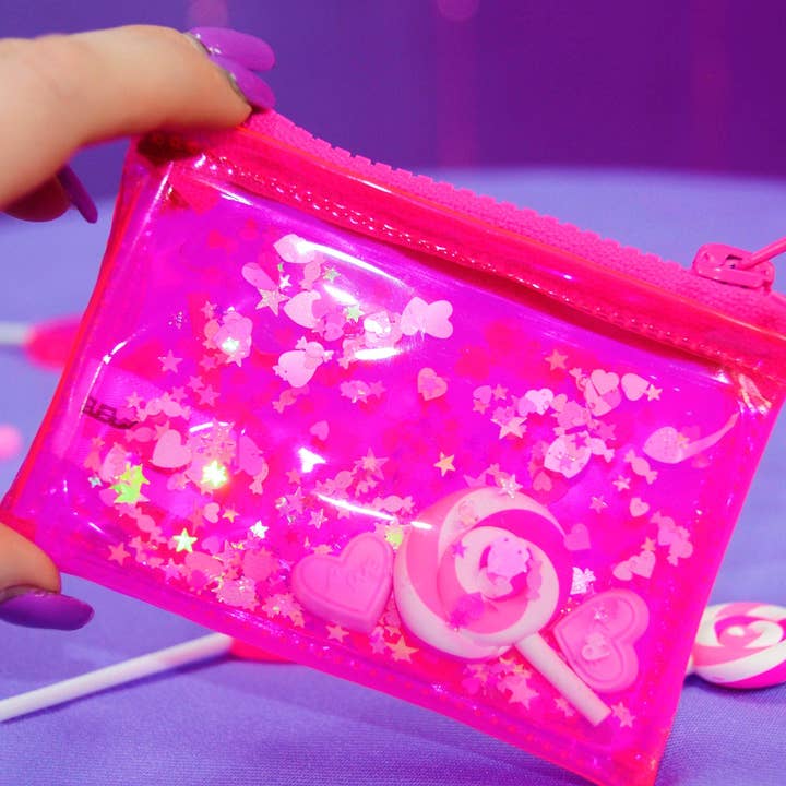 Electric Bubblegum - Wholesale Coin Purse - Unisex - Liquid Glitter Coin Purse - Lollipop Lane