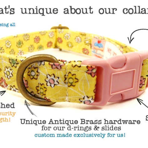Very Vintage Designs - Wholesale Pet Collar - Cat/Dog - Finn - Green Plaid Organic Cotton Dog & Cat Collars