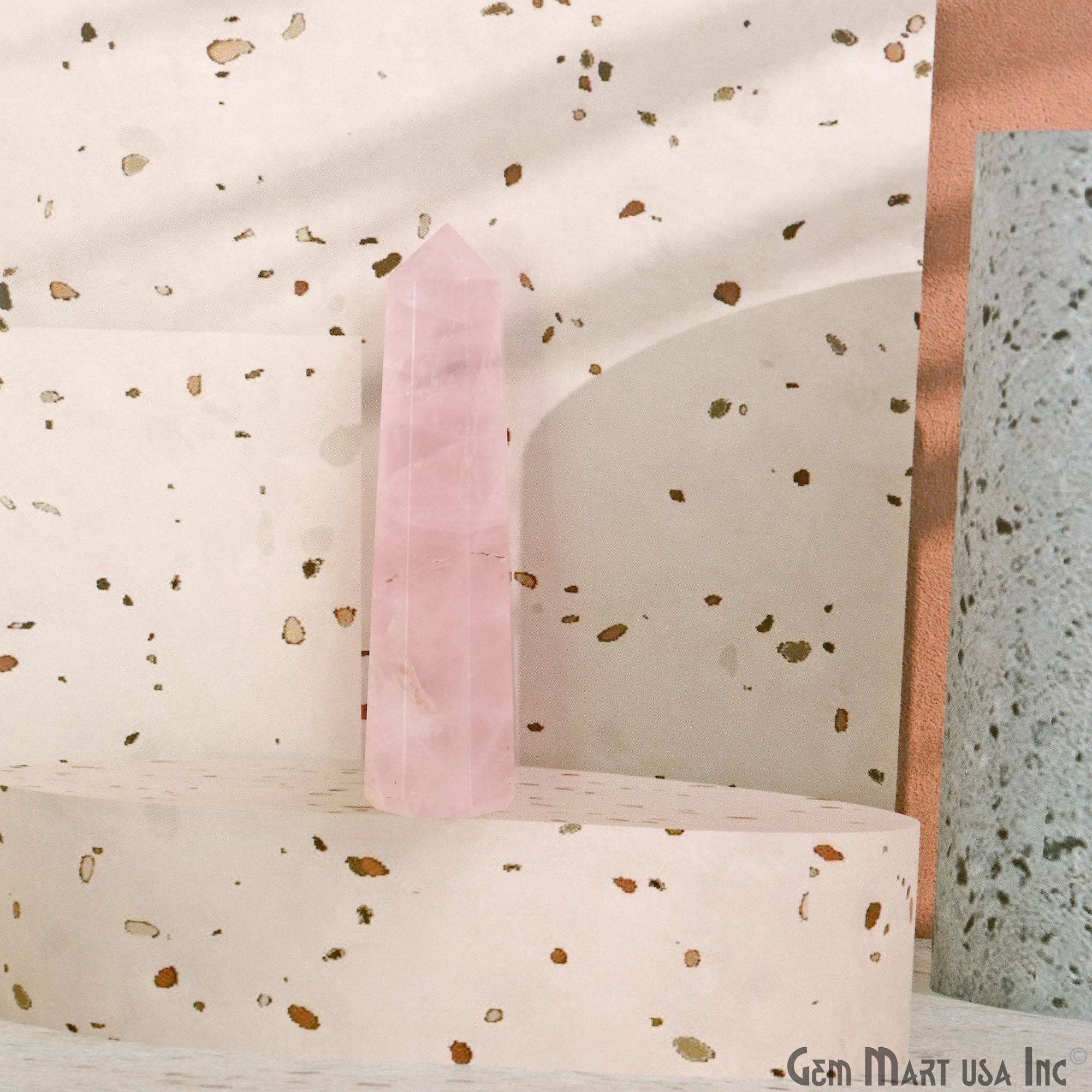 GemMartUSA - Vente Pierre et cristal de spiritualité - Tour de cristal géante en quartz rose, 2 à 3 pouces6