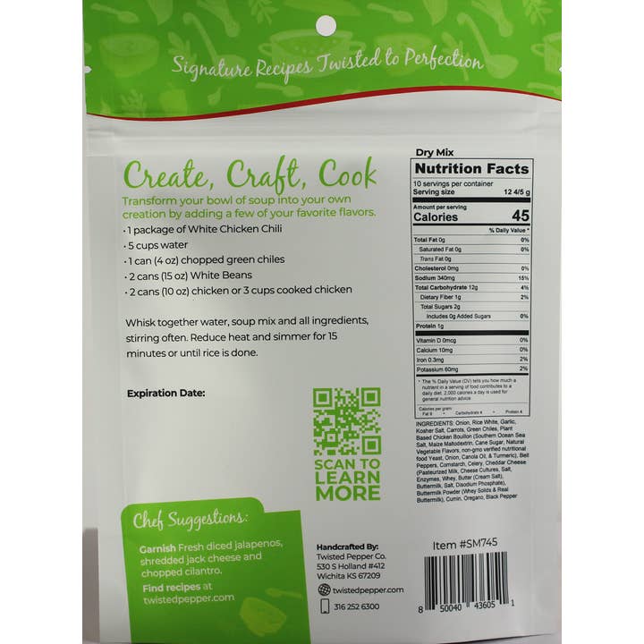 Twisted Pepper Co - Wholesale Dried Spice Mix - White Chicken Chili Soup Mix4