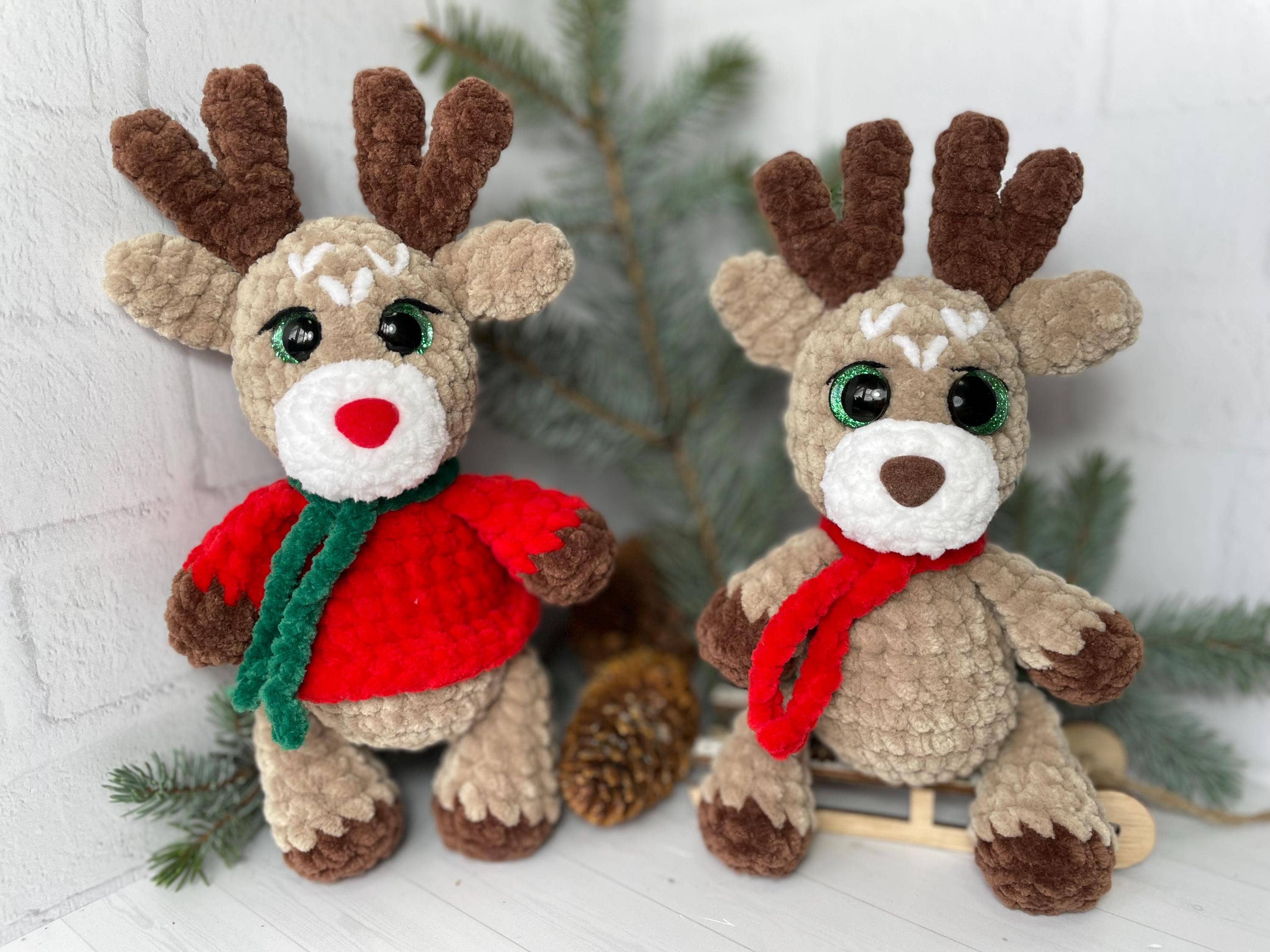 TOMOPOD LLC - Wholesale Stuffed/Plush Toy - Kids & Baby - Crochet Baby Christmas Reindeer, Amigurumi Xmas, Stuffed Toy3