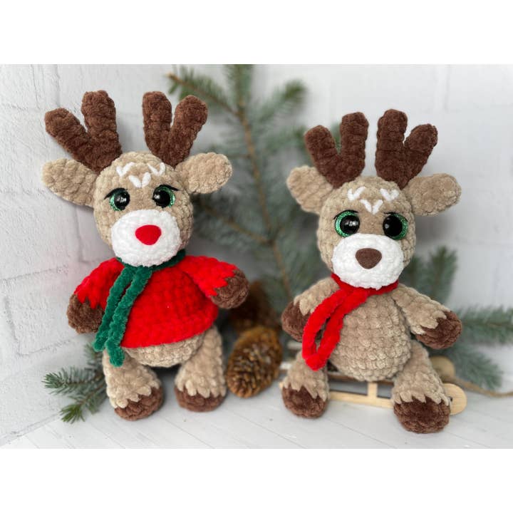 TOMOPOD LLC - Wholesale Stuffed/Plush Toy - Kids & Baby - Crochet Baby Christmas Reindeer, Amigurumi Xmas, Stuffed Toy3