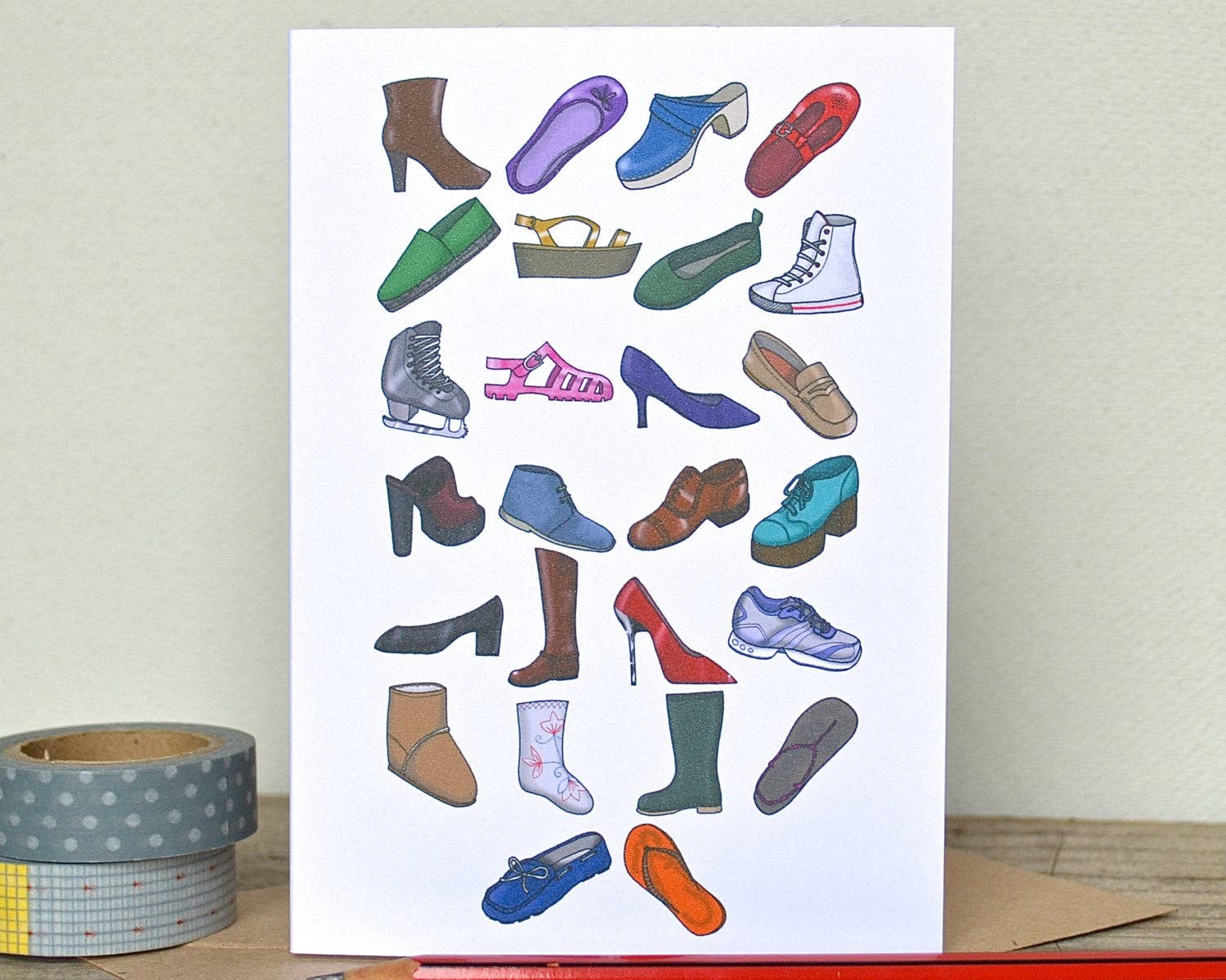 Becka Griffin Illustration – wholesale Everyday greeting card – Shoe Alphabet Greetings Card1
