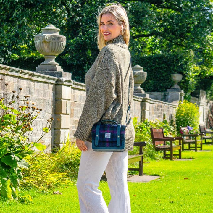Harris Tweed Ladies Mini Messenger Satchel Bag Baird Check for wholesale by maccessori