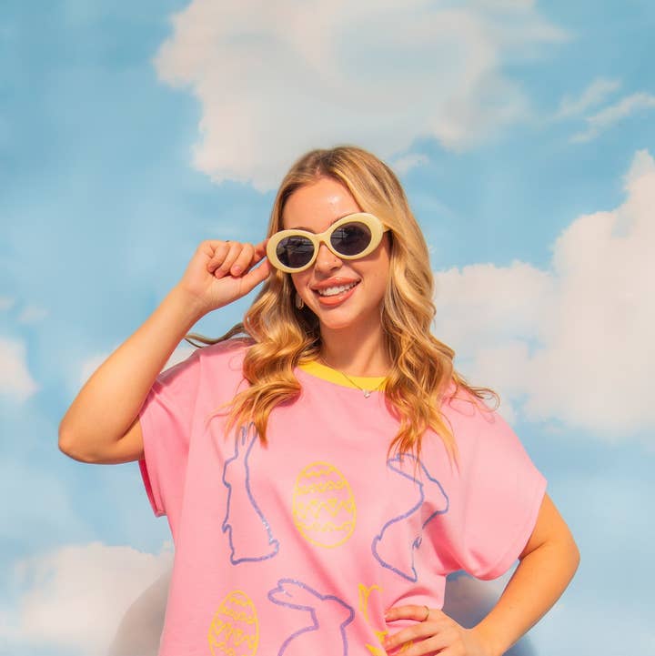 Sequin Easter Elements on Pink Top for wholesale by GRACE+EMMA by Southern Grace