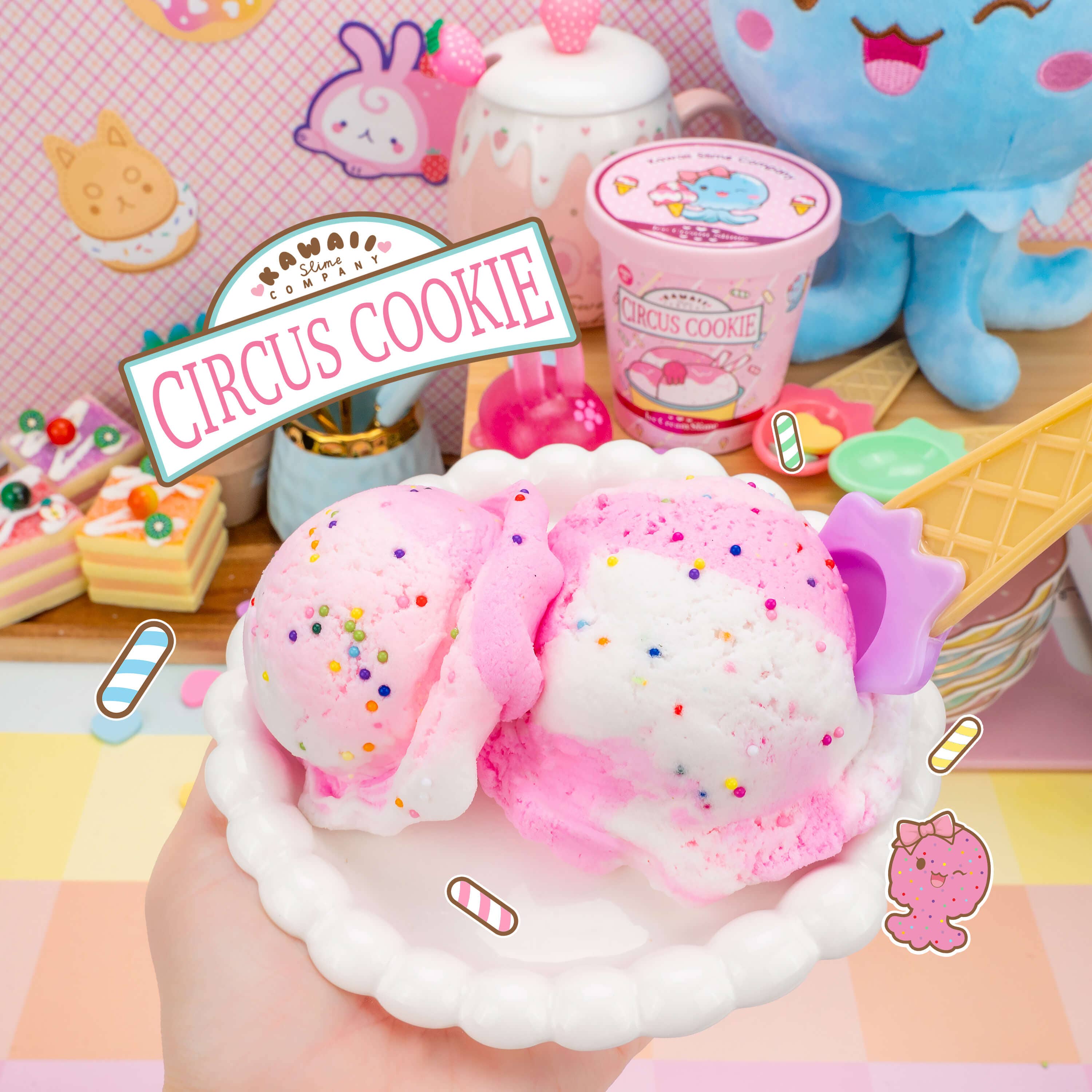 Kawaii Slime Company – wholesale Putty/slime – Child – Circus Cookie Scented Ice Cream Pint Slime (5pcs/case)1