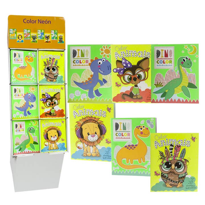 144pc Coloring Book Display - 24 pages for wholesale by Deluxe Import Trading