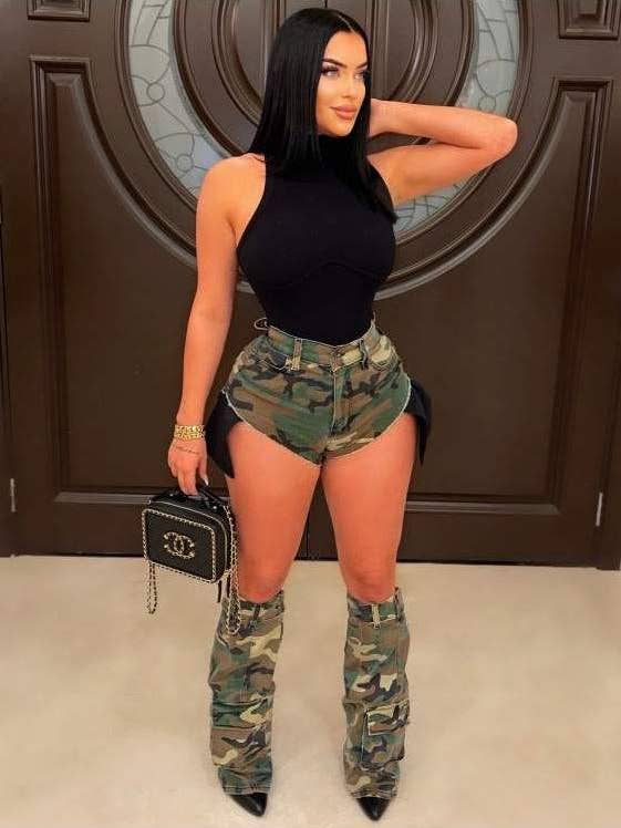 Dreiteiliges Set mit sexy Camouflage-Druck für Damen für den Großhandel von Flarix