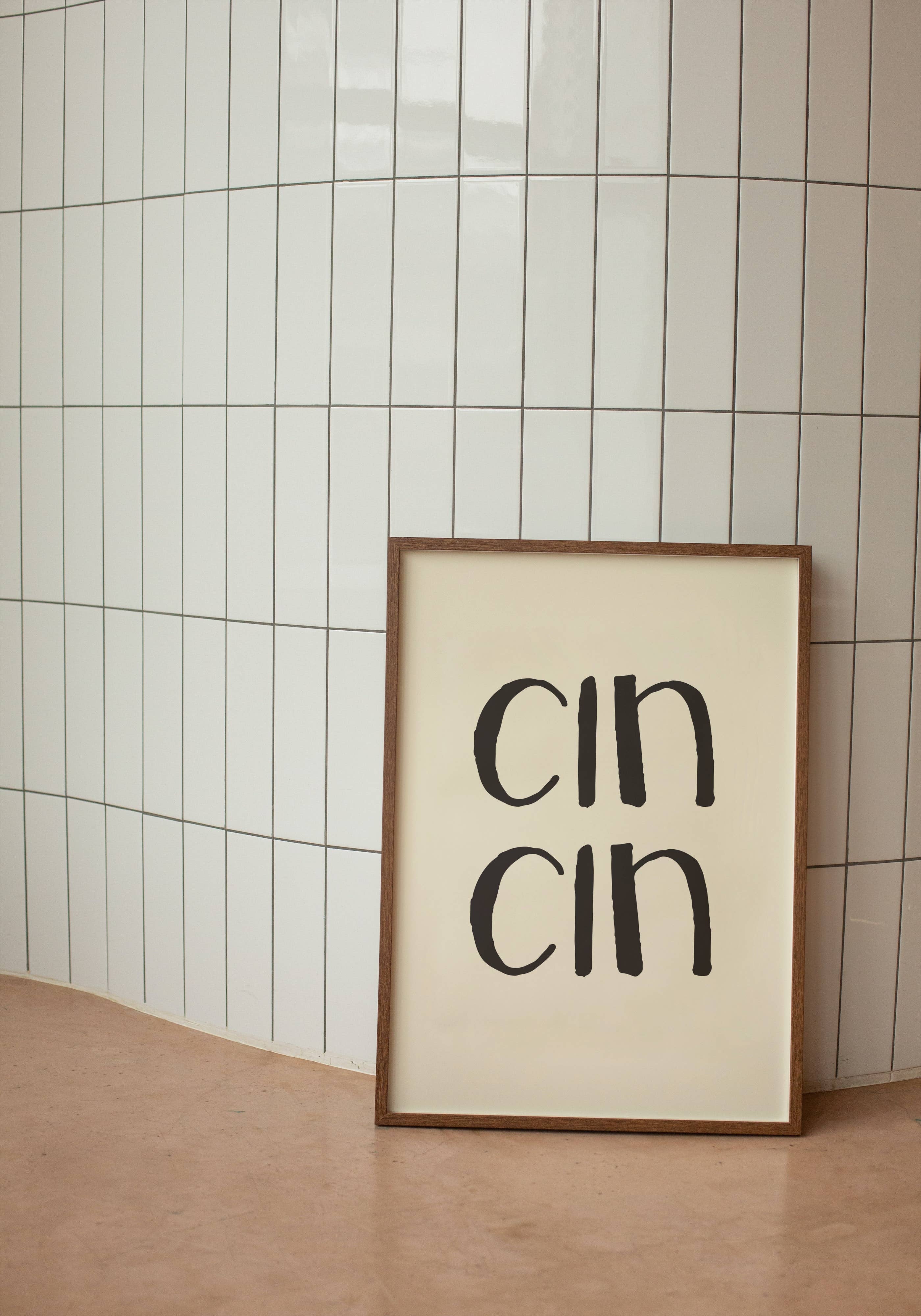 Wisdom and Wonder Designs - Wholesale Art Print - Cin Cin | Charcoal and Cream | Art Print