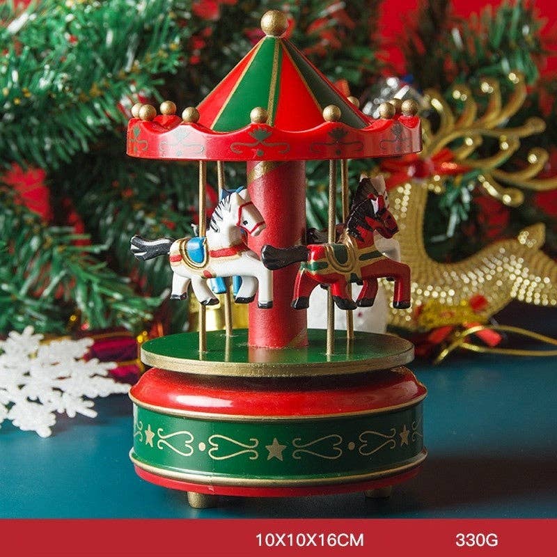 UZ Wholesale Store - Wholesale Christmas Decoration - Wooden Carousel Musical Box Christmas Gift2