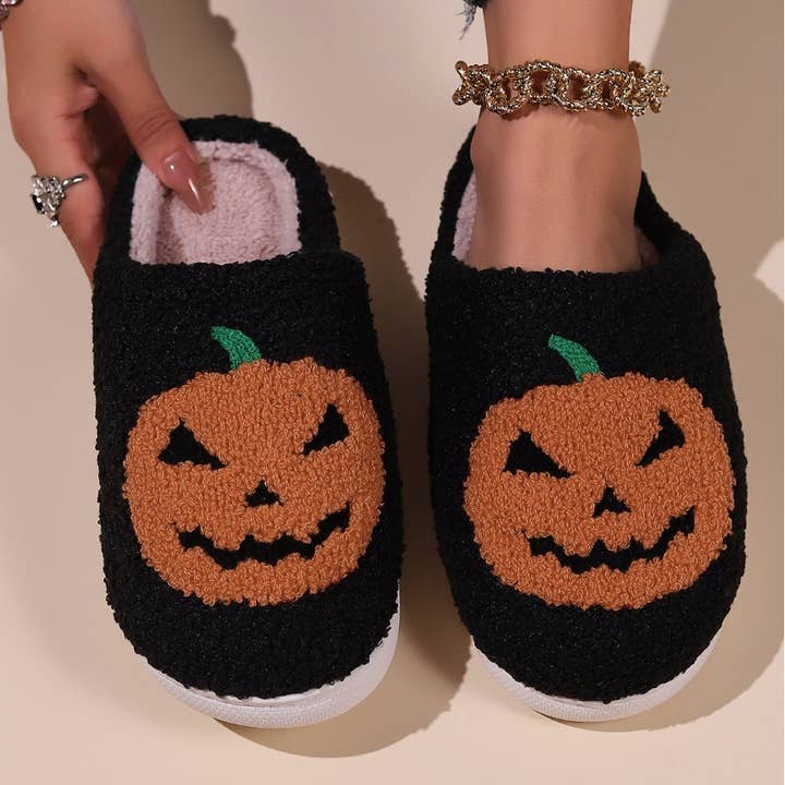 LoveLina – wholesale Slippers – Women's – Halloween Pumpkin Jack o Lantern Slippers - OHAL