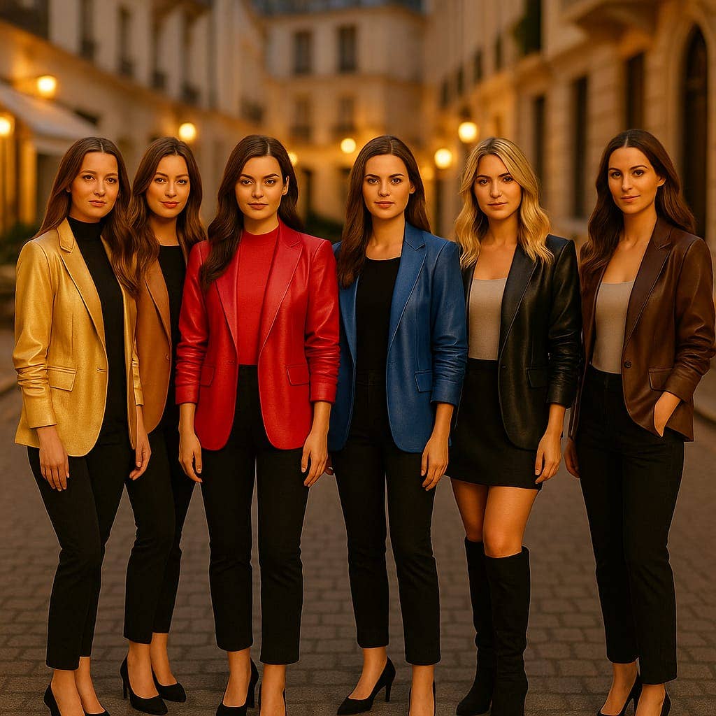 Kurt Muller – wholesale Blazer – Women's – Vegan Leather Look Matte Ruched Sleeve Blazer12