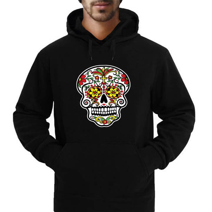 „Sugar Skull Color Me-Red“ Hoodie/Sweatshirt Tag der Toten für den Großhandel von Bronze Baboon