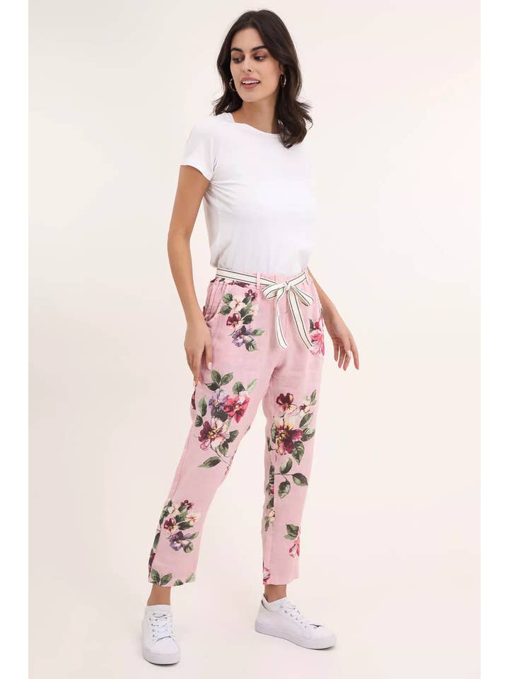 la maison des fibres naturelles - Wholesale Pants - Women's - floral print linen trousers 1450 100% linen