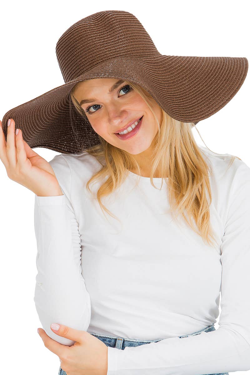 Cap Zone - Venta al por mayor Sombrero de paja - Mujer - Sombrero de sol de paja con tejido apretado, color sólido y ala ancha flexible9