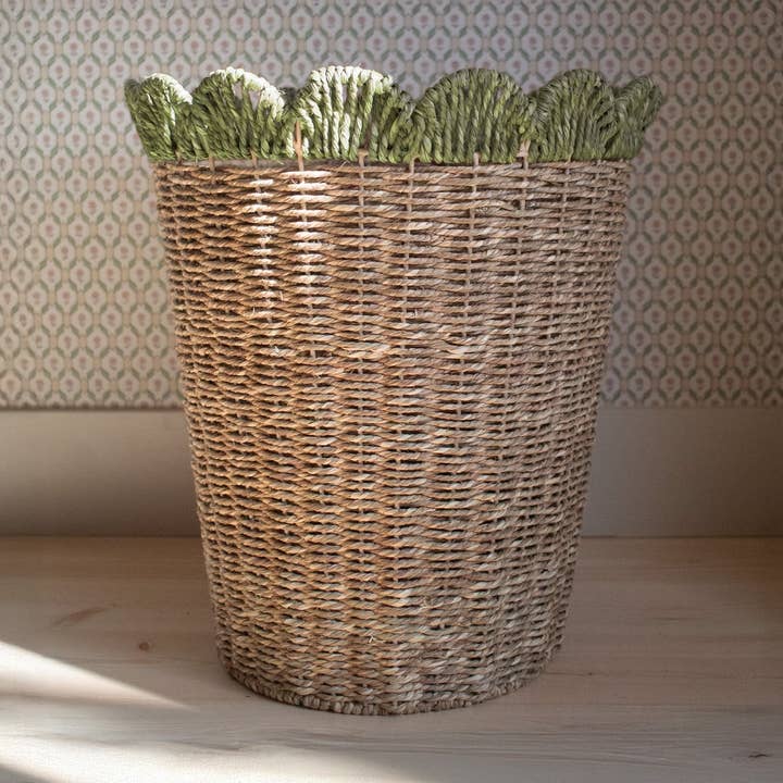 Scallop Woven Basket - Green for wholesale by Galley and Fen