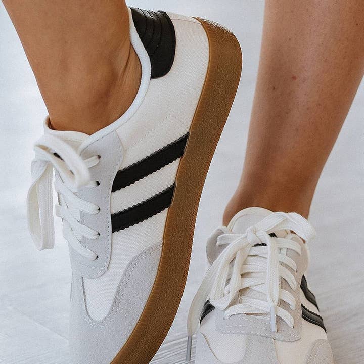 White Striped Lace-up Flat Sneakers and other Purchase Wholesale plain white canvas shoes. Free Returns & Net 60 Terms on Faire trending on Faire.