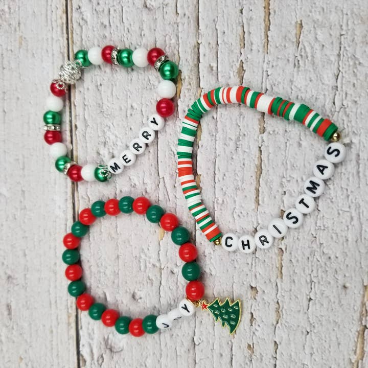 Treasure Wholesale - Wholesale Jewelry Set - JOY Christmas Merry Clay Bracelet Set