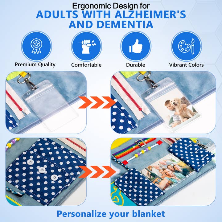 Assistex - Vente Fidget/jouet anti-stress – enfant - Couverture sensorielle pour adultes atteints de démence et d'Alzheimer4