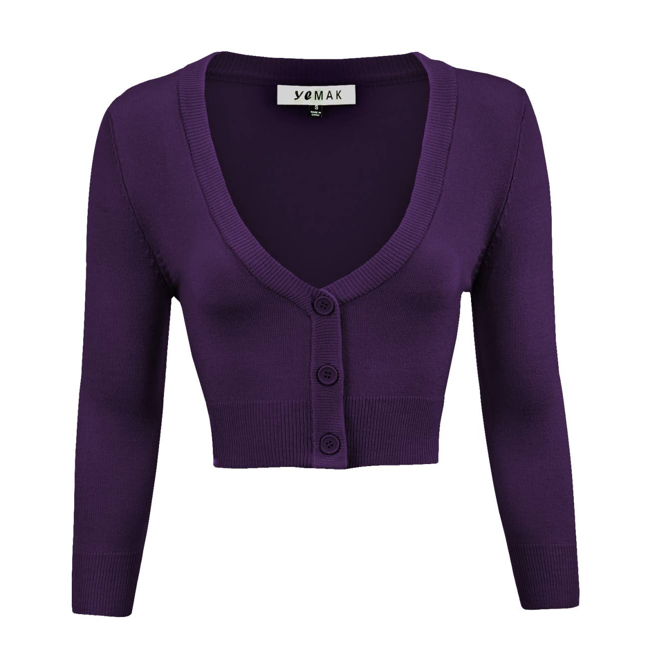 Mak - Wholesale Cardigan - Women's - Cropped Bolero 3/4 Sleeve V-Neck PLUS size Cardigan CO129PL30