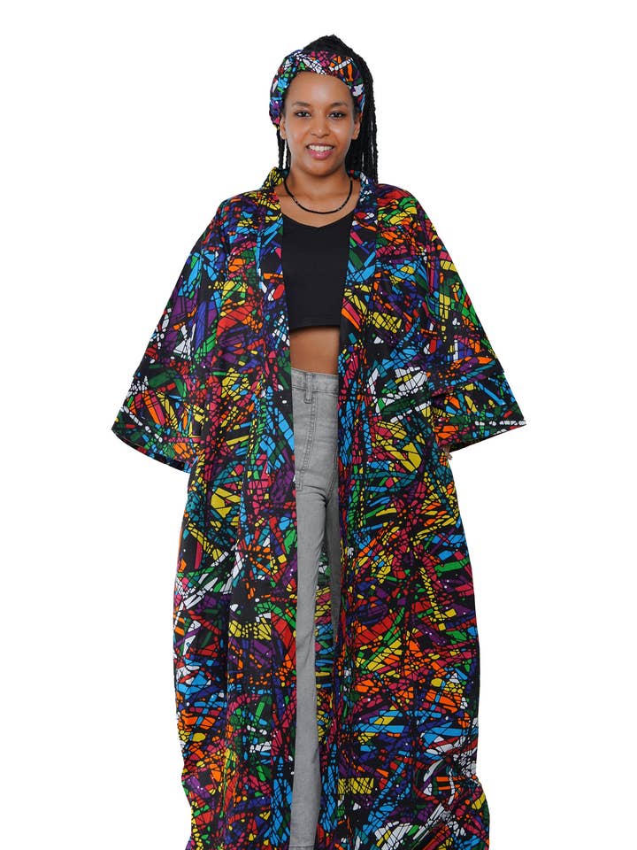 Satsuma Wholesale - Wholesale Kimono - Women's - Ankara Long Kimono | Robe | One Size0