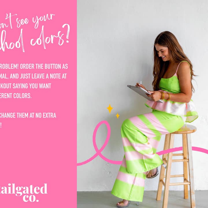 Tailgated Co. - Wholesale Lapel Pin/Button - Tri Delta Gingham Button1