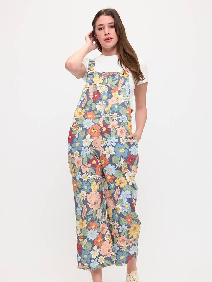 RETRO BLOMSTERBUKETTE PRINTET OVERALLS for engroshandel hos SM WARDROBE