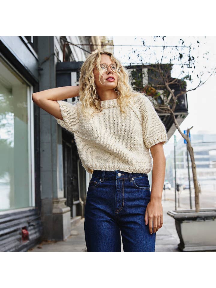 RAISONNEL - Wholesale Knit Sweater - Women's - Chunky Knit Short Sleeve Sweater - RSW10431